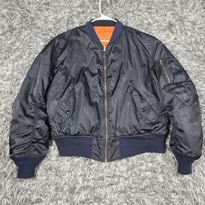 Knox Armory Bomber Jacket Mens Large Black MA-1 Flight Special Ops Orange Lining
